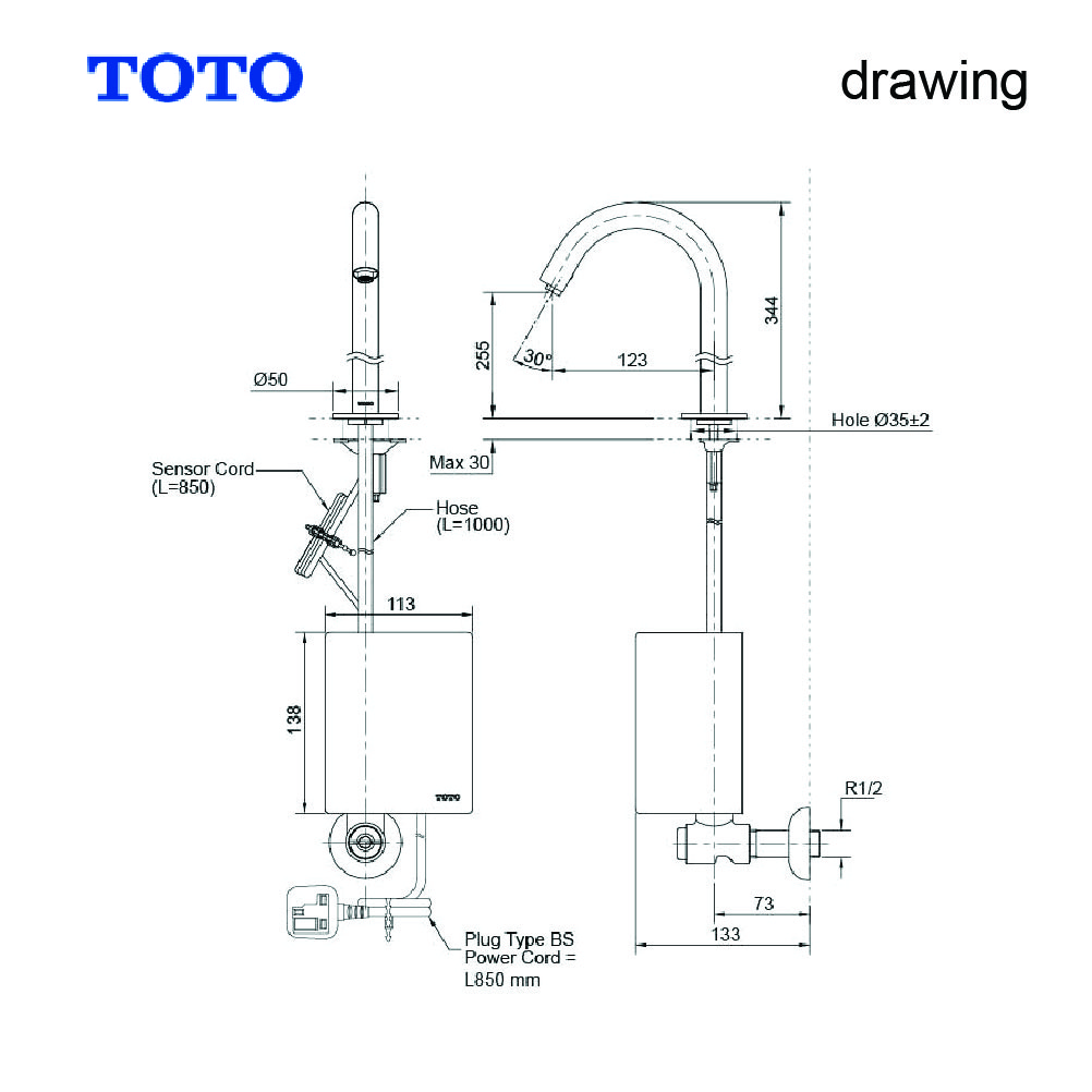  TOTO DLE110A2NM  خلاط مغسلة حساس طويل كروم 