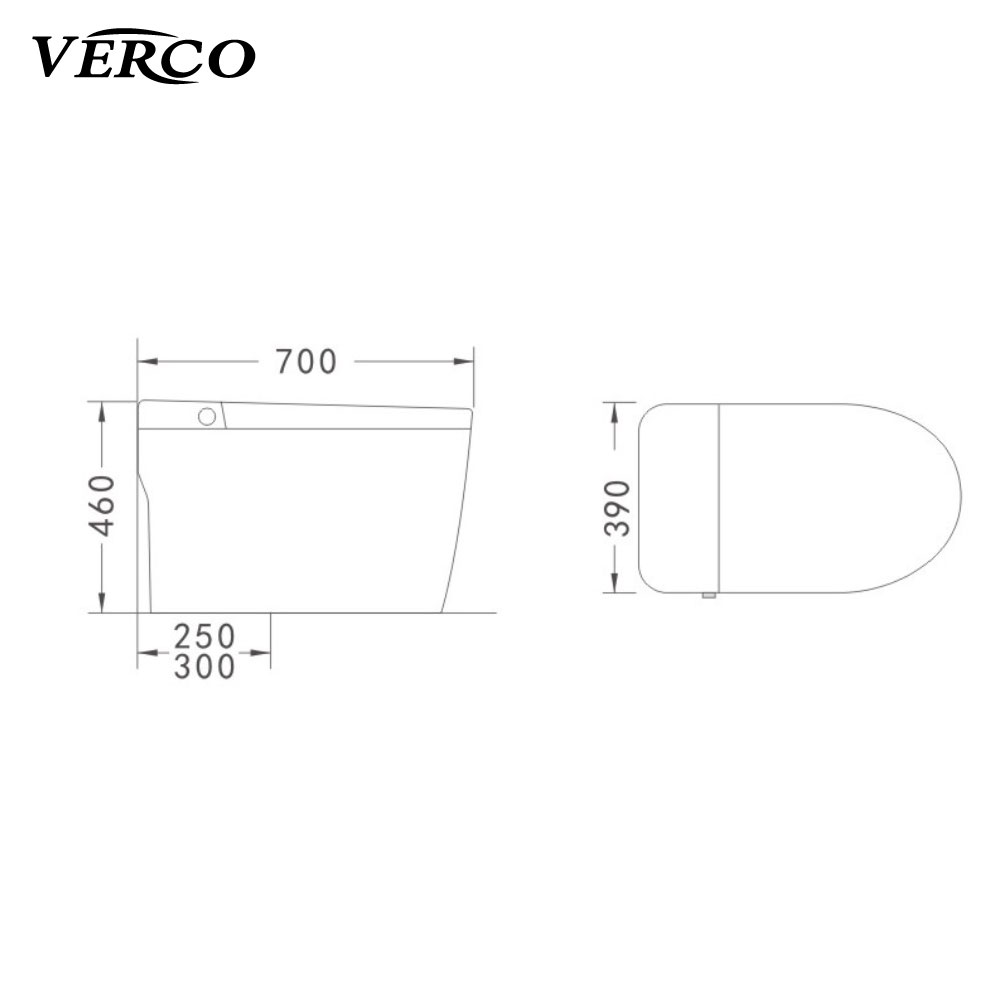  Smart Electronic Toilet with Remote Control – VERCO 25–30 cm 