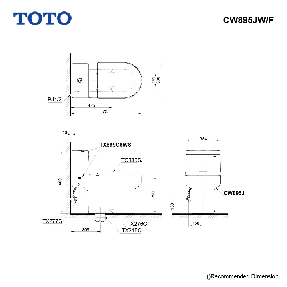  TOTO CW895JW/F# 30CM كرسي فرنجي ابيض 