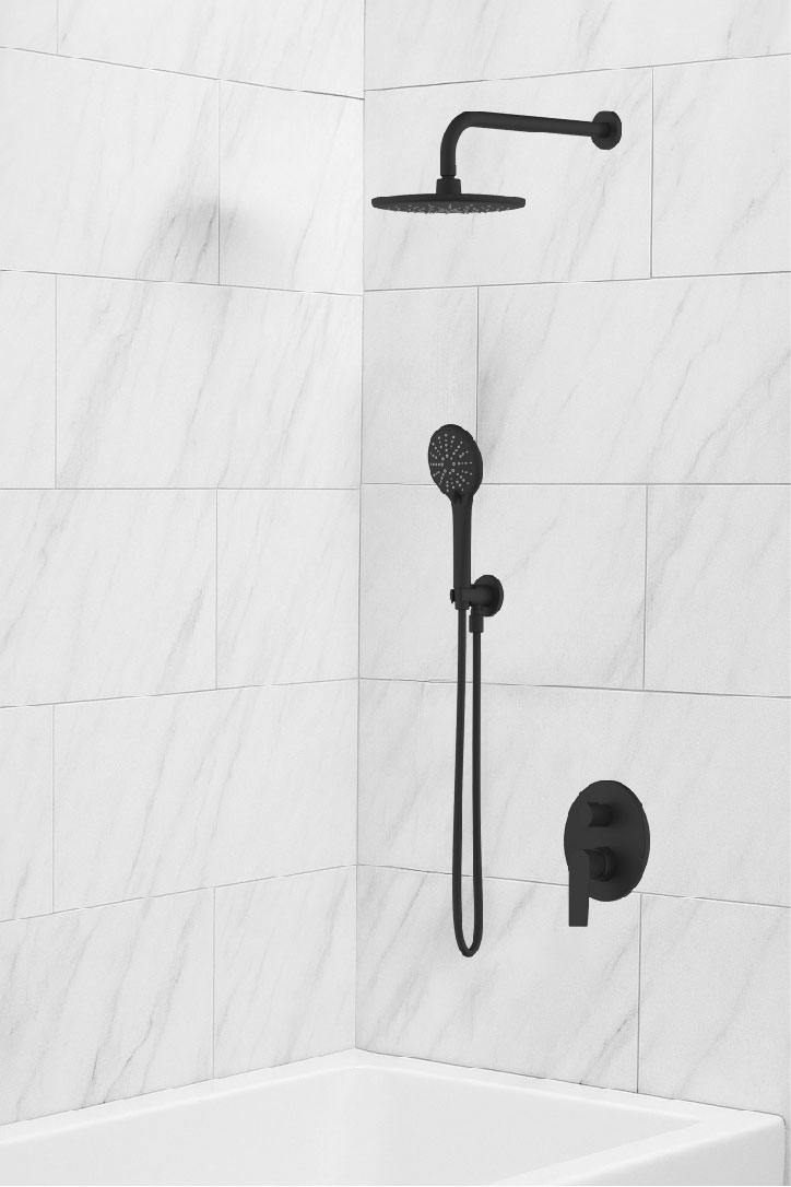  طقم خلاط جداري 3 قطع دائري اسود مطفي VERCO VR-1117 