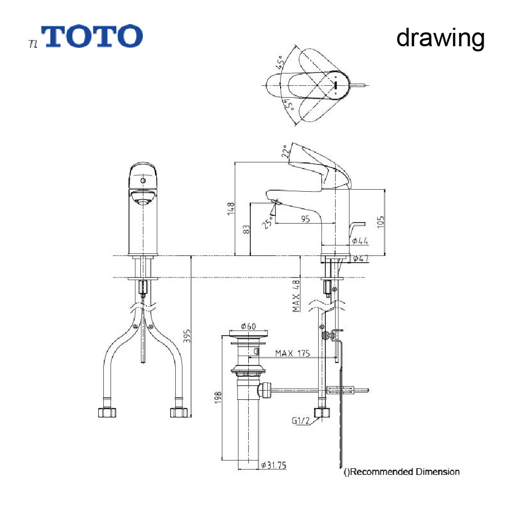  TOTO TLS03301D   خلاط مغسلة كروم 