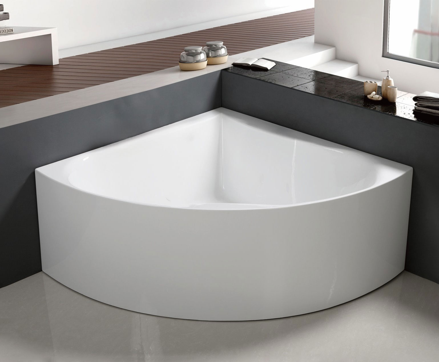  بانيو فيركو فاخر زاوية ابيض مقاس VERCO 135*135 cm 