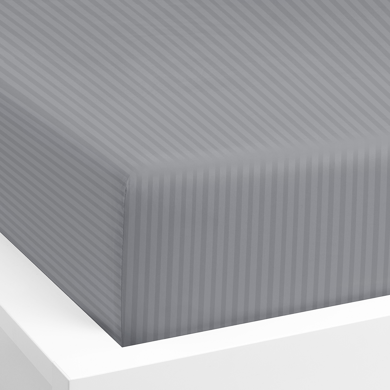 Soft grey double bed sheet striped