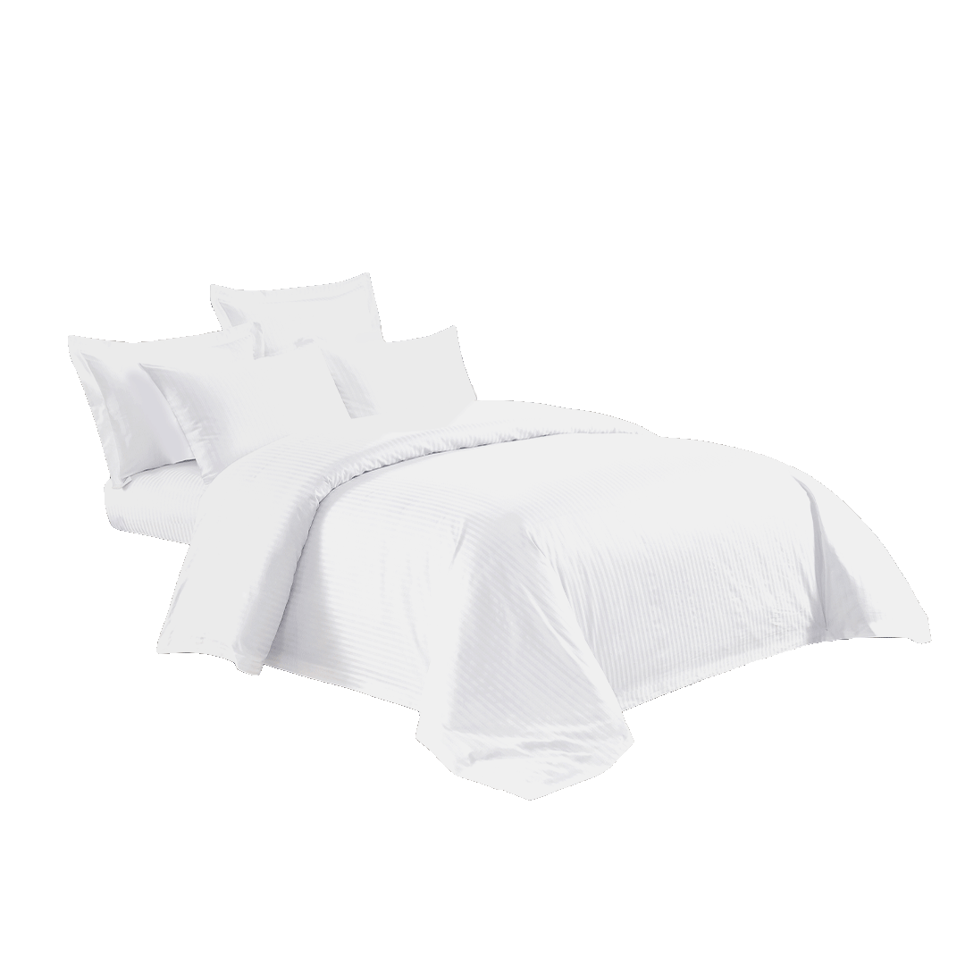 100% Cotton White Striped double Hotel Bedding Set
