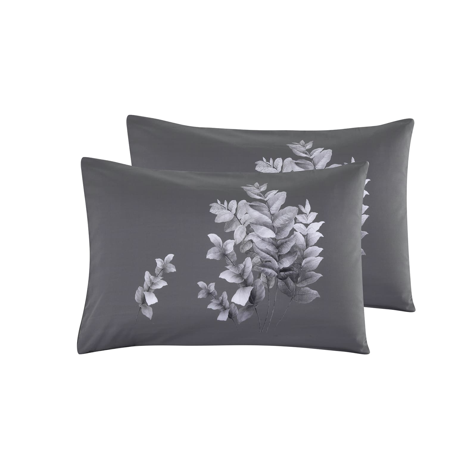 Grey floral patterned pillowcases