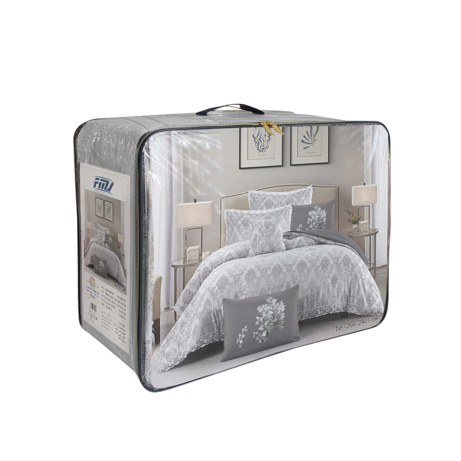 Classic Double Bedding Set Jacquard in grey tones
