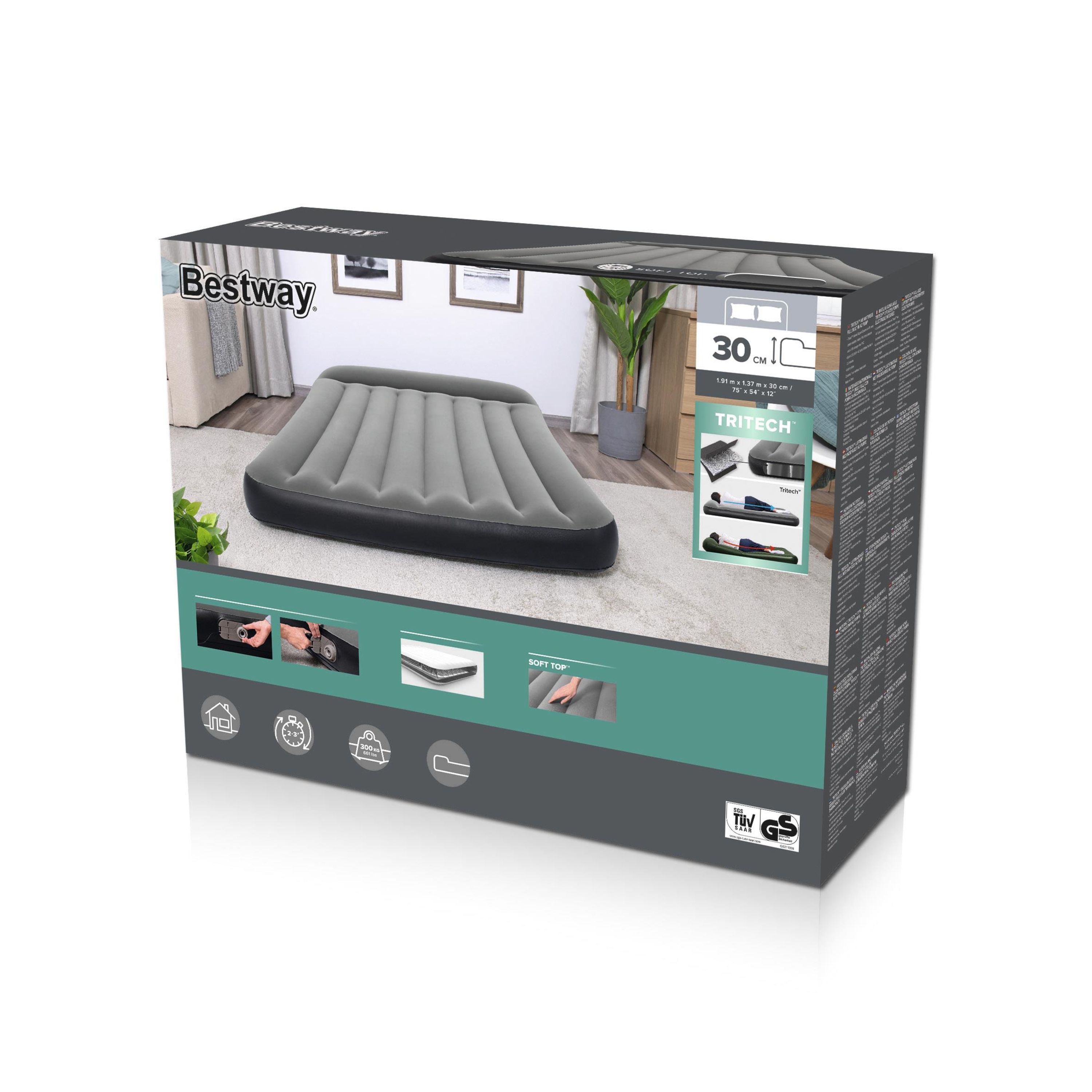  Bestway 1.91M X 1.37M X 30Cm Tritech Airbed Full Built-In Ac Pump 26-67462 