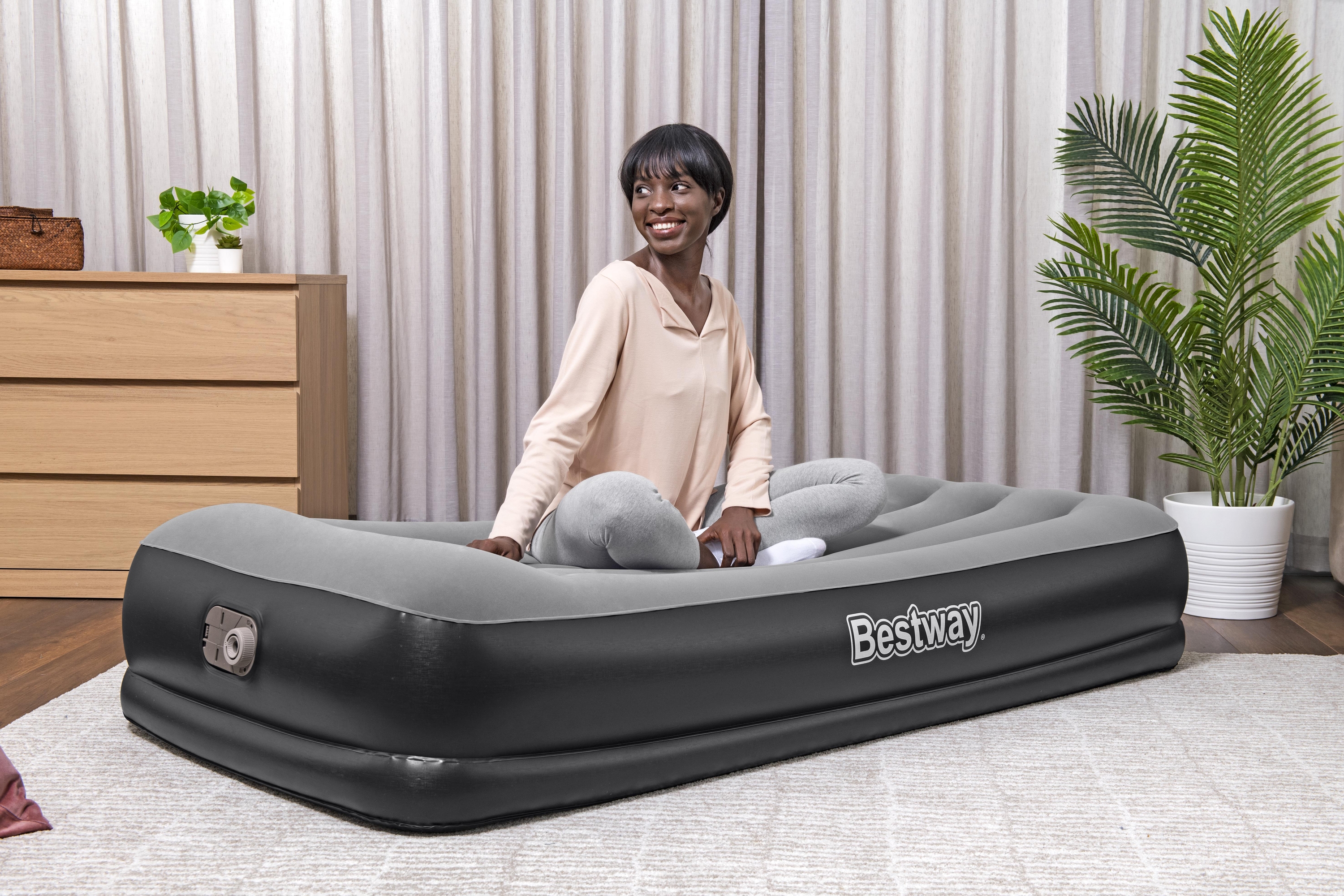  'BESTWAY Tritech Airbed Twin Built-in AC Pump 191cm x 97cm x 36cm  26-67723 