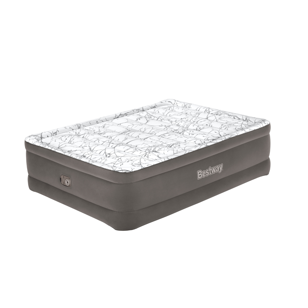  Bestway 2.03m x 1.52m x 56cm Tritech Fashion Flock Air Mattress Queen Built-in AC Pump 