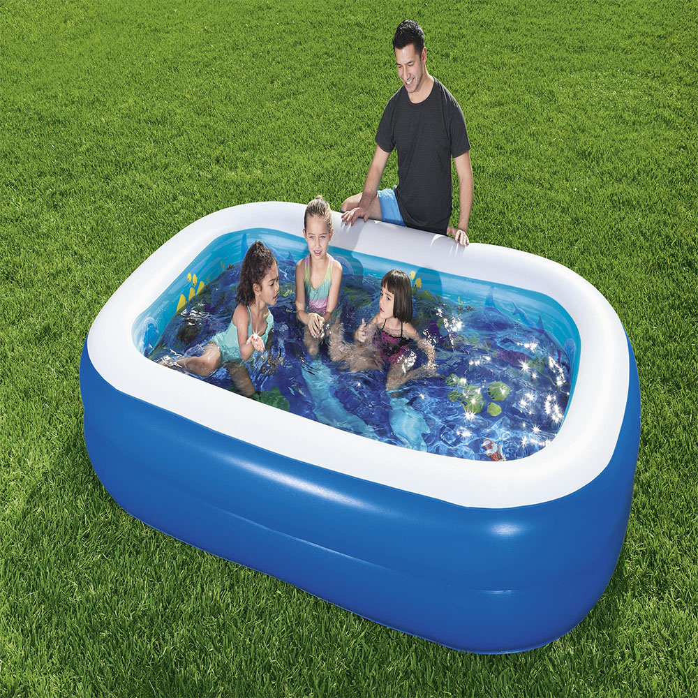  بست واي-مسبح نفخ مستطيل 3D قاع البحر  262CM x 175CM x 51CM 26-54177 