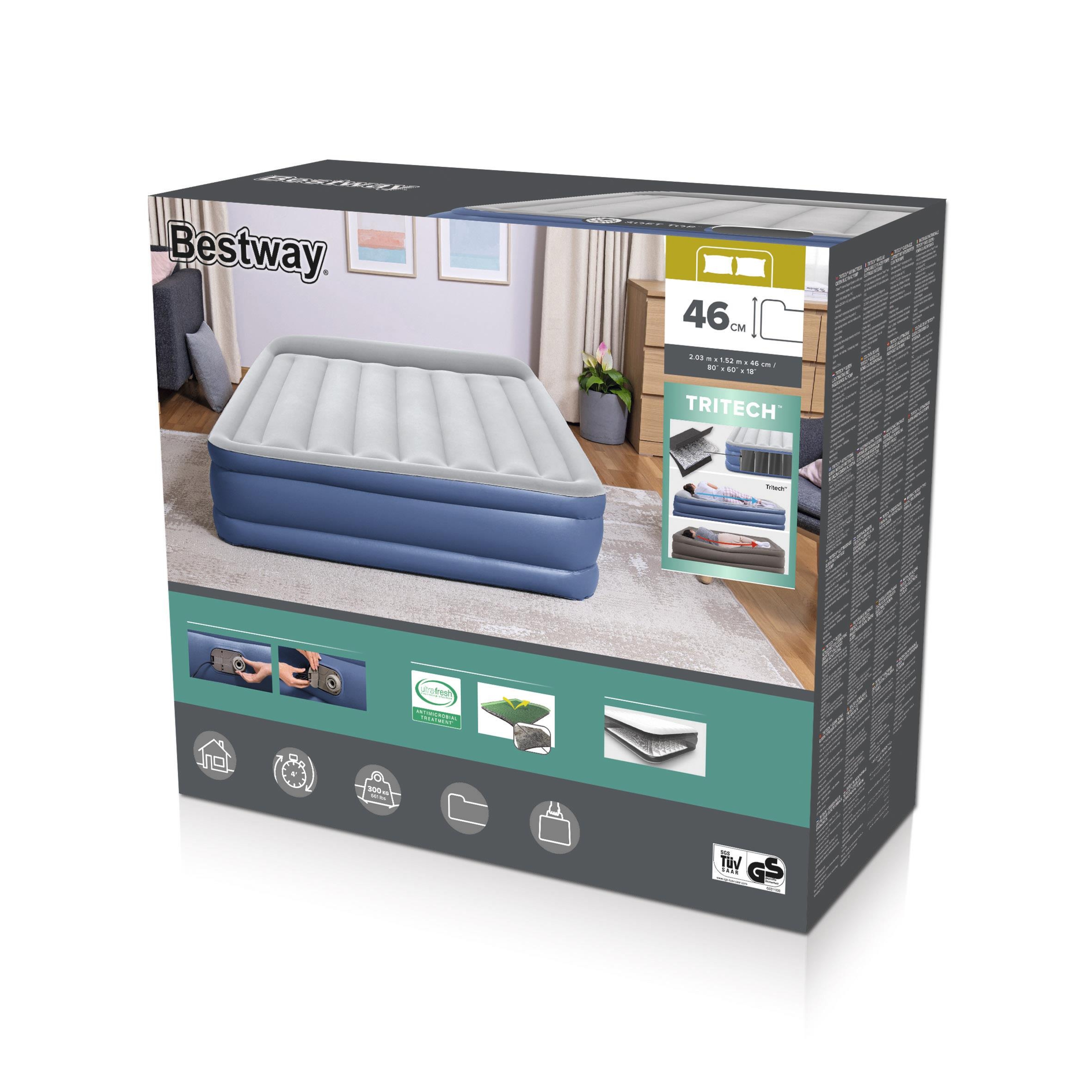  Bestway Tritech Airbed Queen Built-In Ac Pump 2.03M X 1.52M X 46Cm 26-67630 