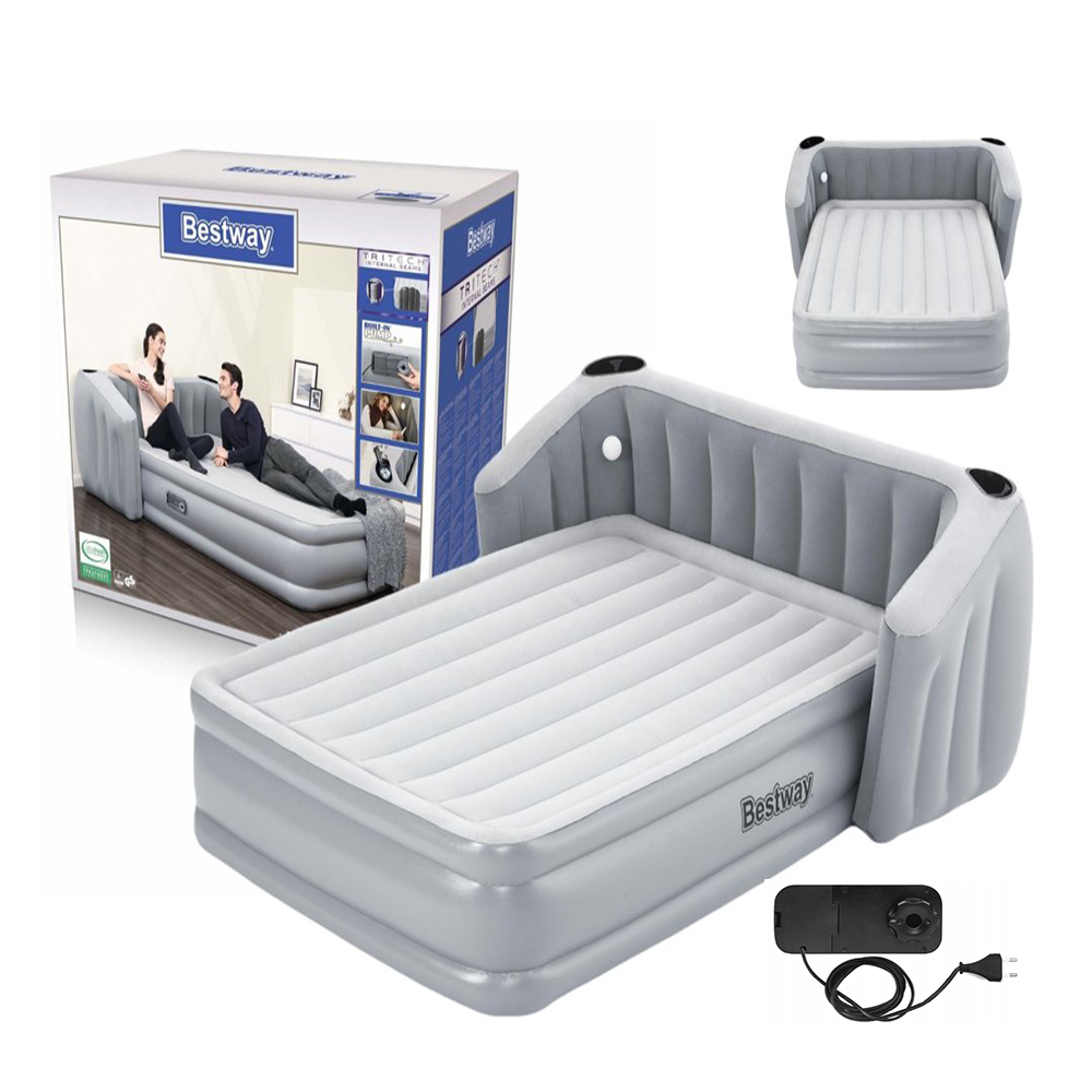  'BESTWAY Tritech Fullsleep Wingback Airbed Queen Headboard Built-in AC Pump 233cm x 196cm x 80cm  26-67620 
