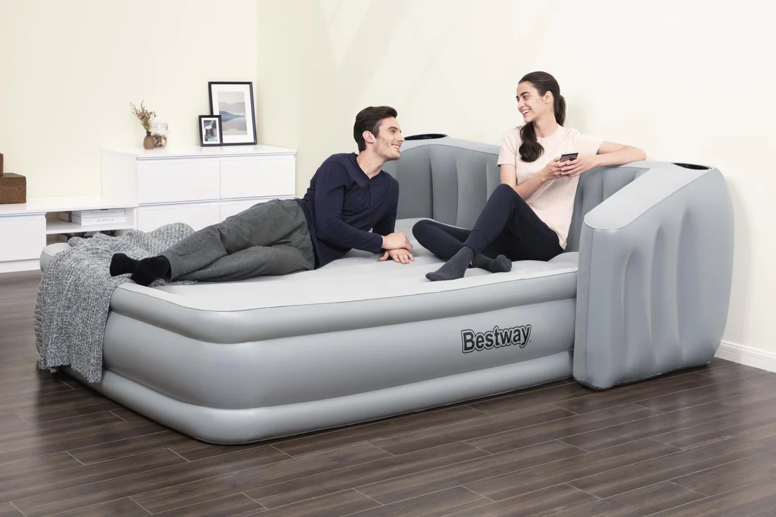  'BESTWAY Tritech Fullsleep Wingback Airbed Queen Headboard Built-in AC Pump 233cm x 196cm x 80cm  26-67620 