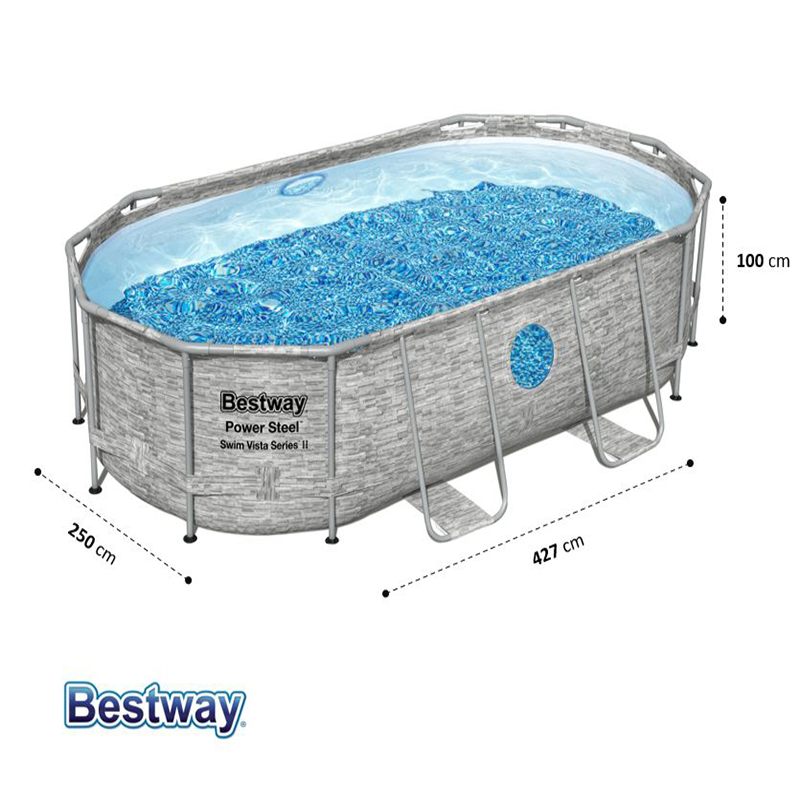  بست واي , مسبح بيضاوي شراع  مع فتحة شفاف + فلتر + سلم 427CMX250CMX100CM 26-56714 