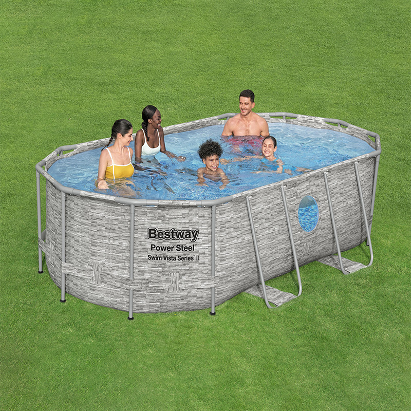  بست واي , مسبح بيضاوي شراع  مع فتحة شفاف + فلتر + سلم 427CMX250CMX100CM 26-56714 