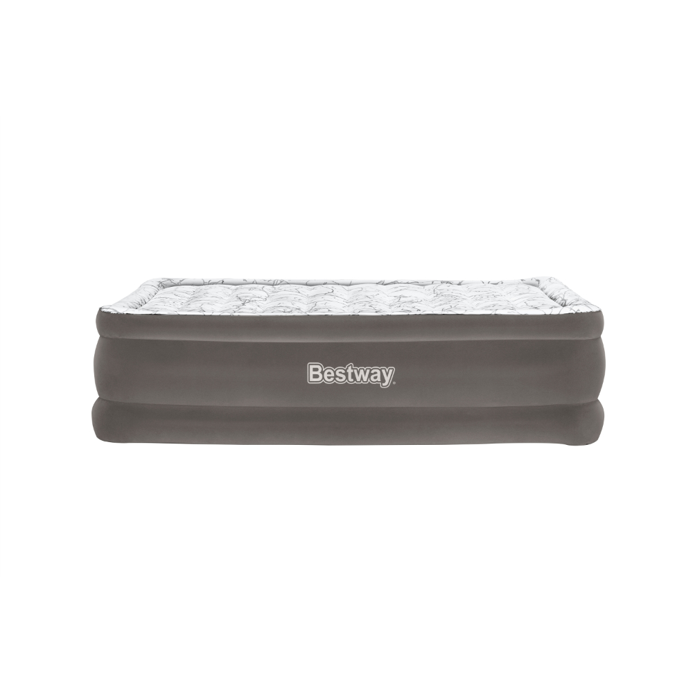  Bestway 2.03m x 1.52m x 56cm Tritech Fashion Flock Air Mattress Queen Built-in AC Pump 