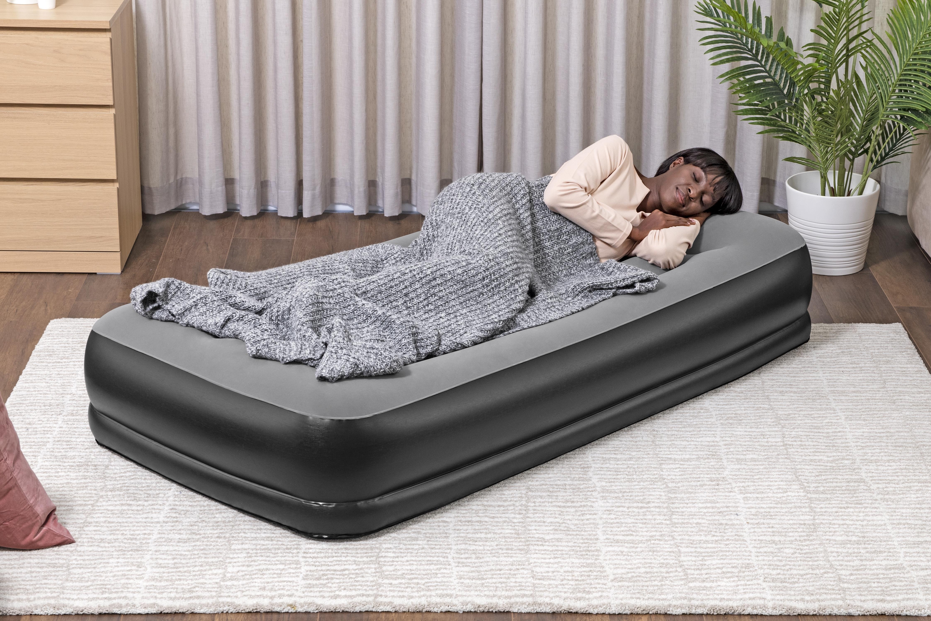  'BESTWAY Tritech Airbed Twin Built-in AC Pump 191cm x 97cm x 36cm  26-67723 