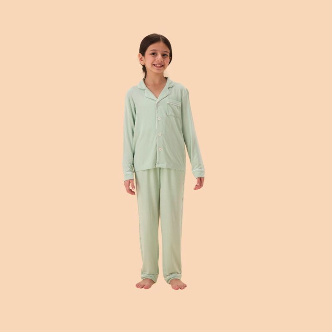 بجامة أطفال | كلاسيك طويل أكمام طويلة | TENCEL™ Modal - ورد اللؤلؤ - 4-5
