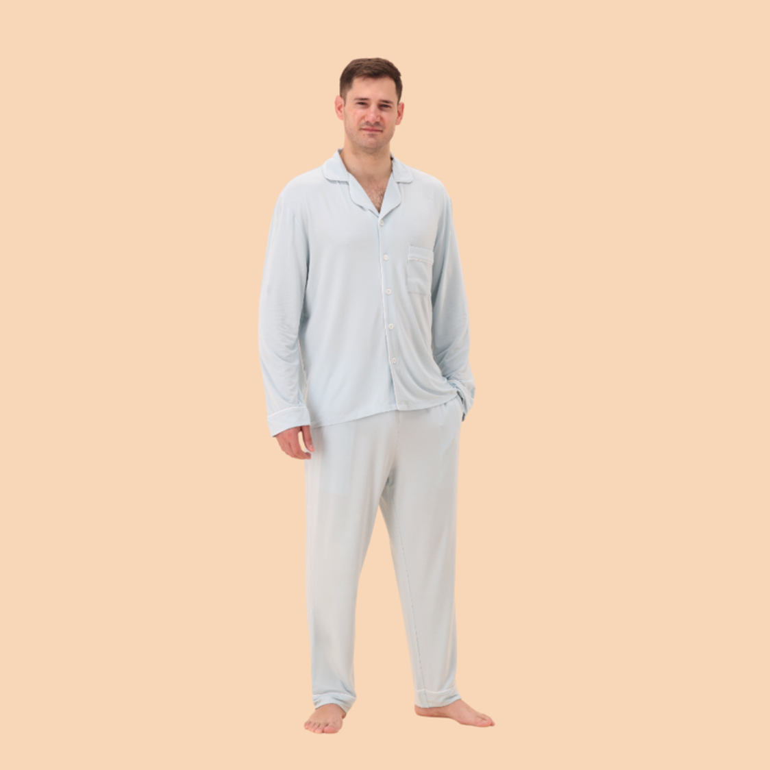 بجامة رجال | كلاسيك طويل أكمام طويلة | TENCEL™ Modal - أسود مهيب - XXXL