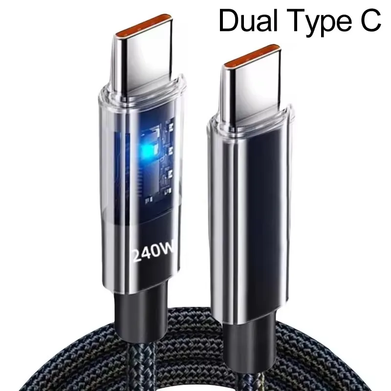 كابل شحن USB-C نايلون 240 وات LED