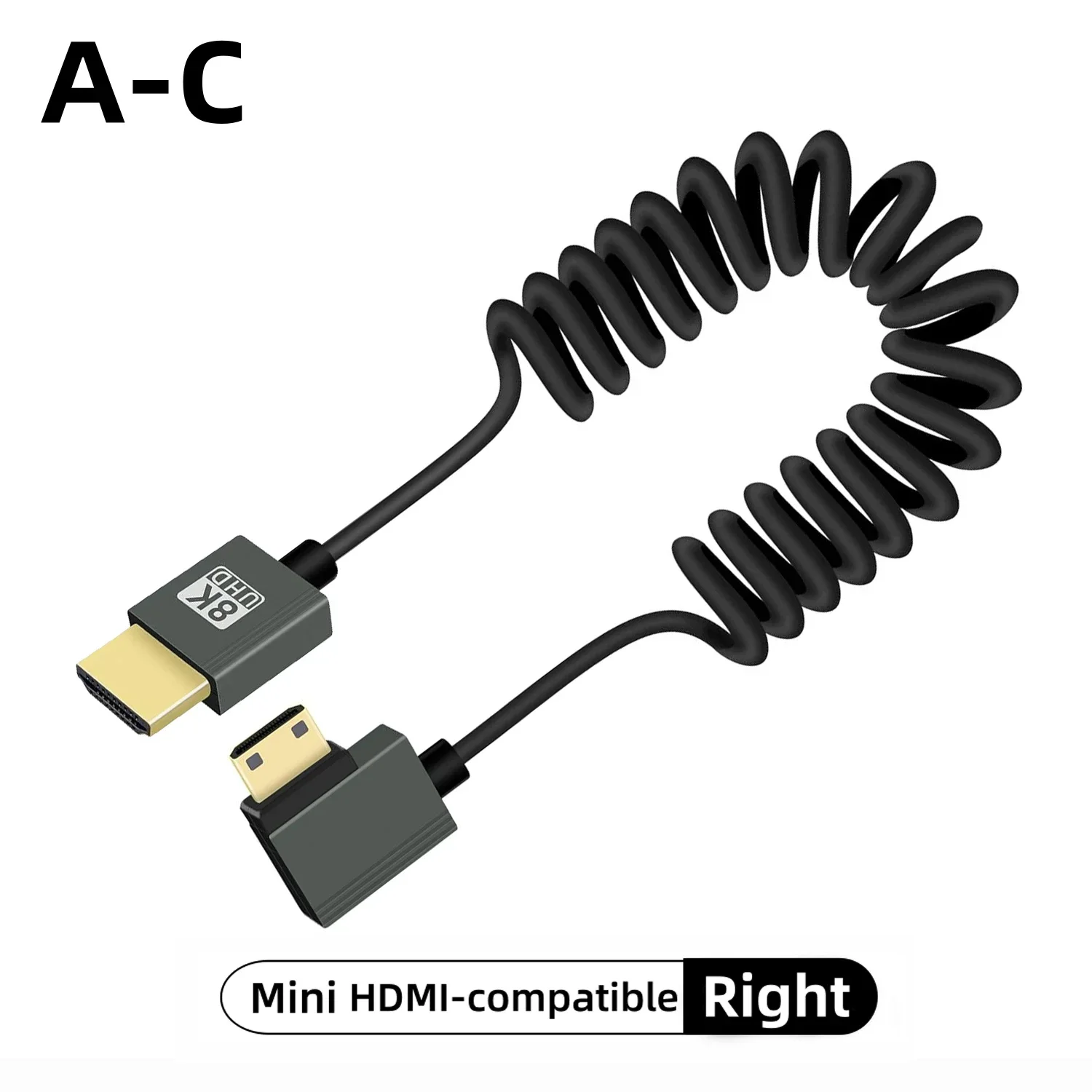 كابل HDMI بدقة 8K UHD عالي السرعة سلك ملفوف ميني ومايكرو للكاميرا والشاشات