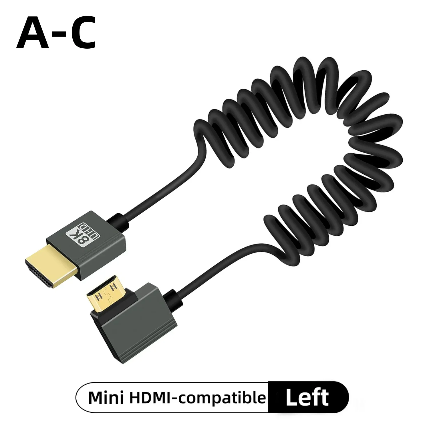 كابل HDMI بدقة 8K UHD عالي السرعة سلك ملفوف ميني ومايكرو للكاميرا والشاشات