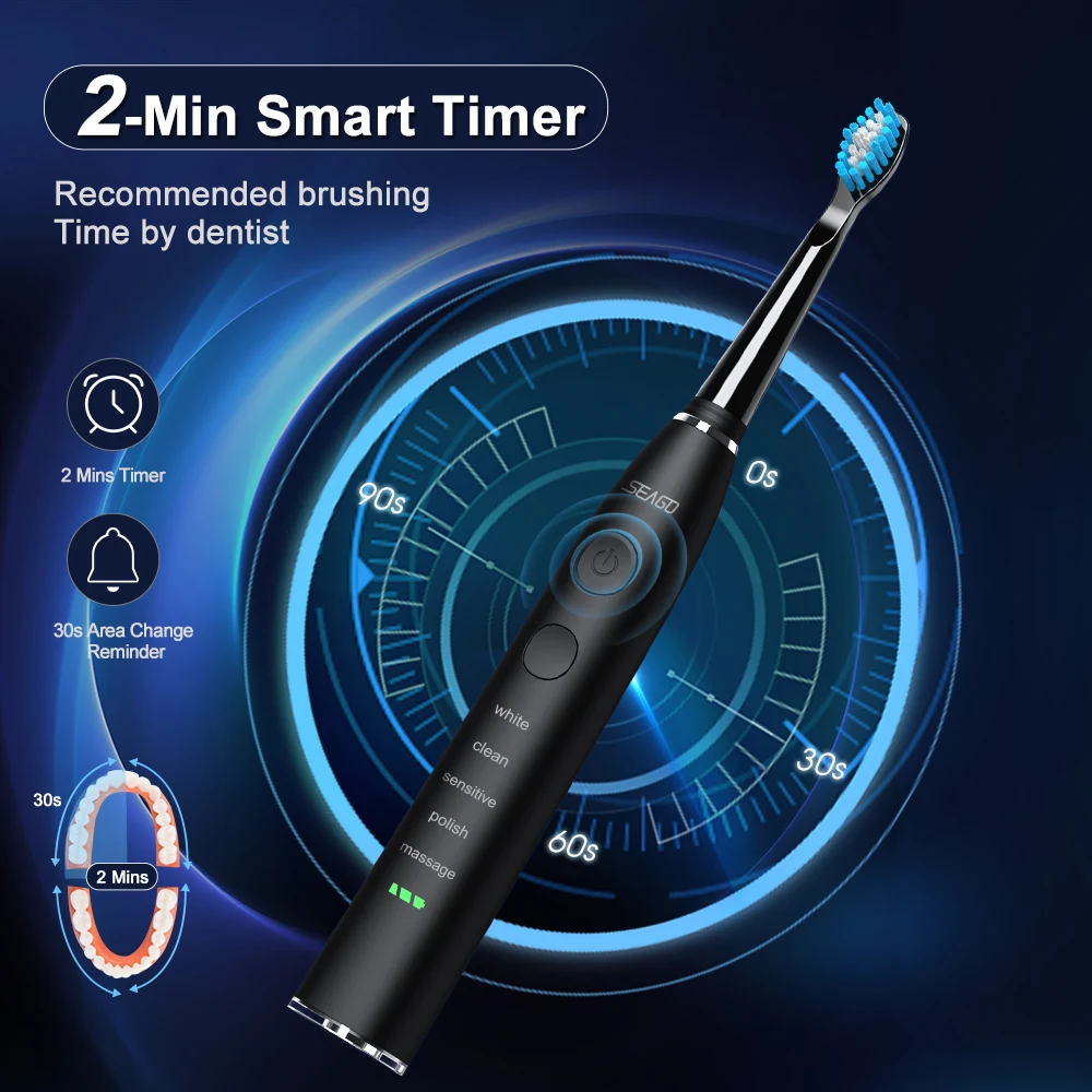 فرشاة أسنان كهربائية صوتية Seago SG-575 قابلة للشحن USB للبالغين