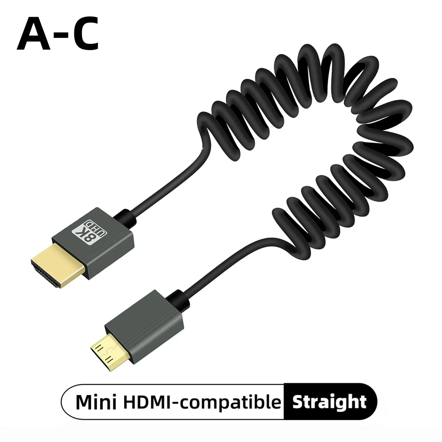 كابل HDMI بدقة 8K UHD عالي السرعة سلك ملفوف ميني ومايكرو للكاميرا والشاشات