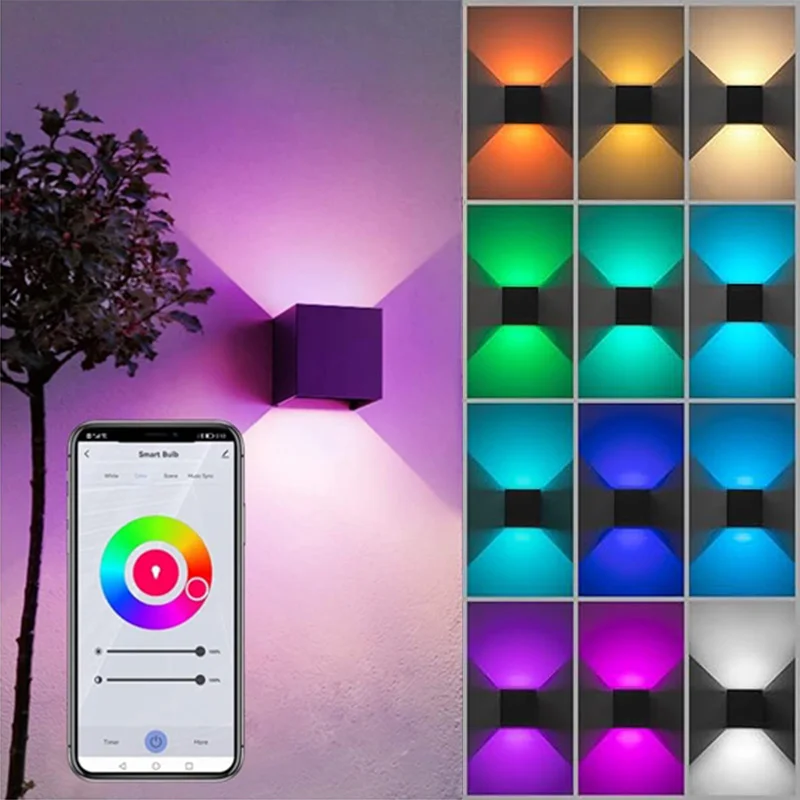 Tuya Outdoor LED Wall Lamp Smart Life APP Control Adjustable Angle RGBCCT Wall Lights,Work with Alexa Google Home