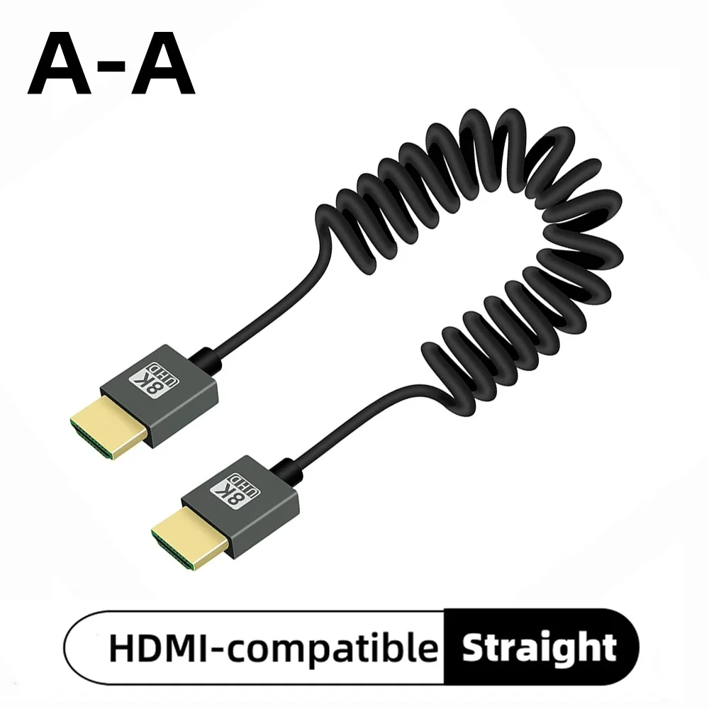 كابل HDMI بدقة 8K UHD عالي السرعة سلك ملفوف ميني ومايكرو للكاميرا والشاشات