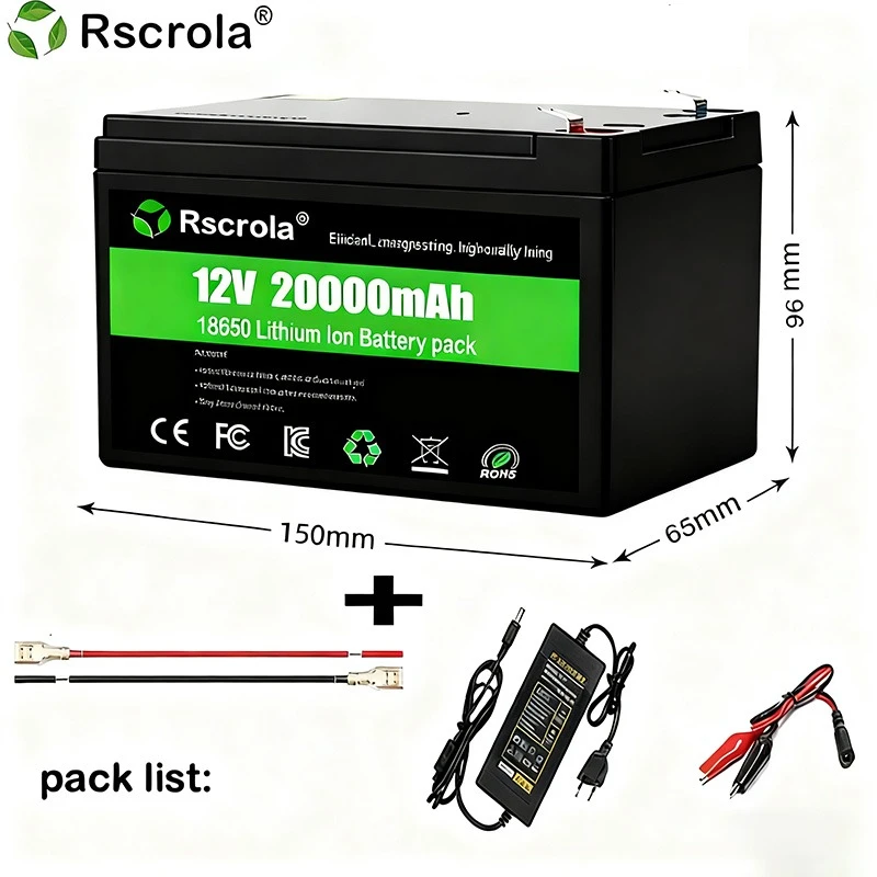 12V Rechargeable Lithium Battery Pack 40Ah, 18650 Battery pack DC Power for Sprayer, Portable Speaker, Outdoor Camping,Toy Cars