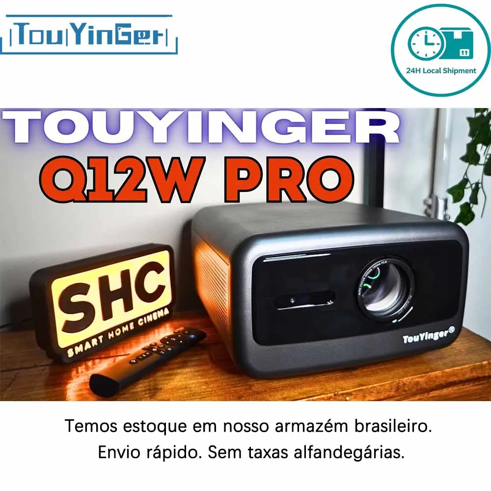 جهاز عرض Touyinger Q12W Pro Full HD 1080P 4K يدعم 2800ANSI Android المسرح المنزلي HDR WiFi Beam Video Smart TV