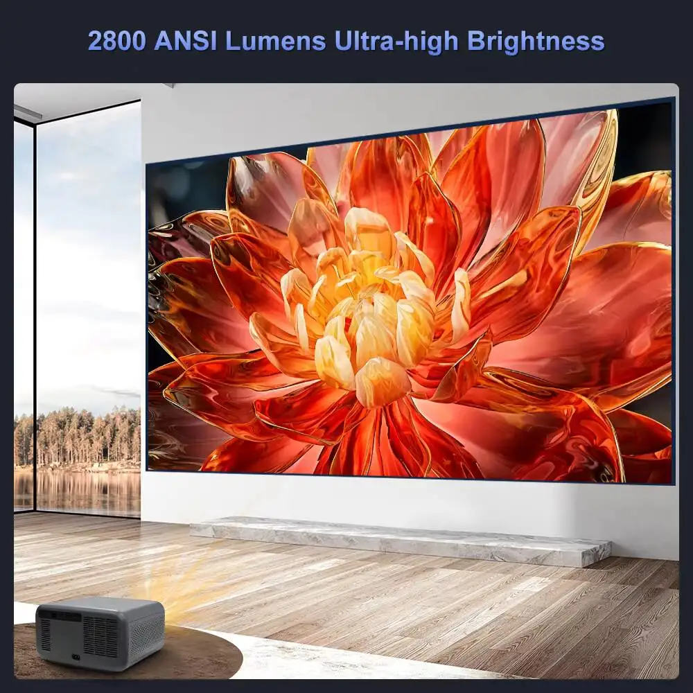 جهاز عرض Touyinger Q12W Pro Full HD 1080P 4K يدعم 2800ANSI Android المسرح المنزلي HDR WiFi Beam Video Smart TV