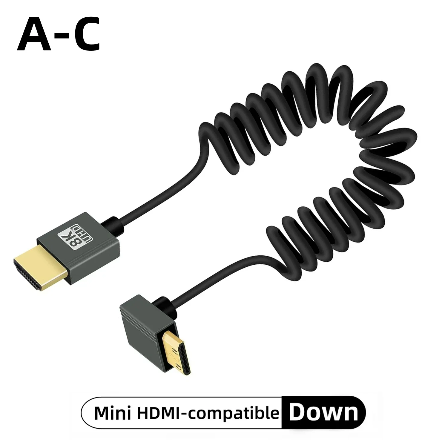 كابل HDMI بدقة 8K UHD عالي السرعة سلك ملفوف ميني ومايكرو للكاميرا والشاشات