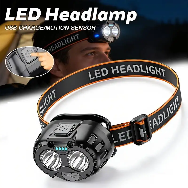 Ultra-Bright Headlamp LED Head Flashlight Rechargeable  Adjustable Light with Magnetic Head Torch Outdoor Camping Fishing