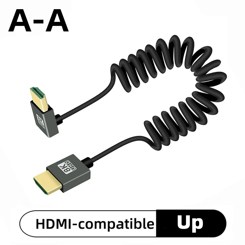 كابل HDMI بدقة 8K UHD عالي السرعة سلك ملفوف ميني ومايكرو للكاميرا والشاشات