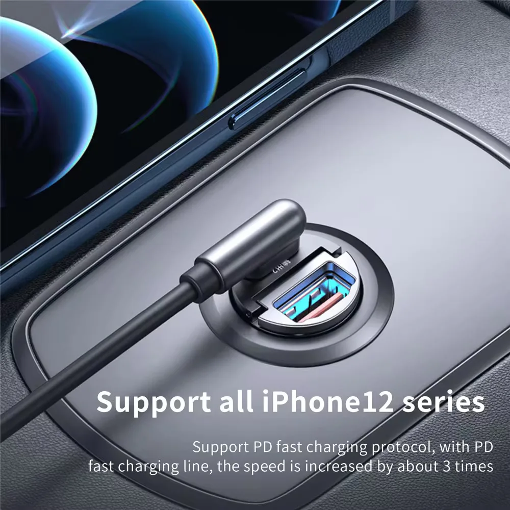 شاحن سيارة صغير شحن سريع 100 واط بمنفذ USB و Type-C PD
