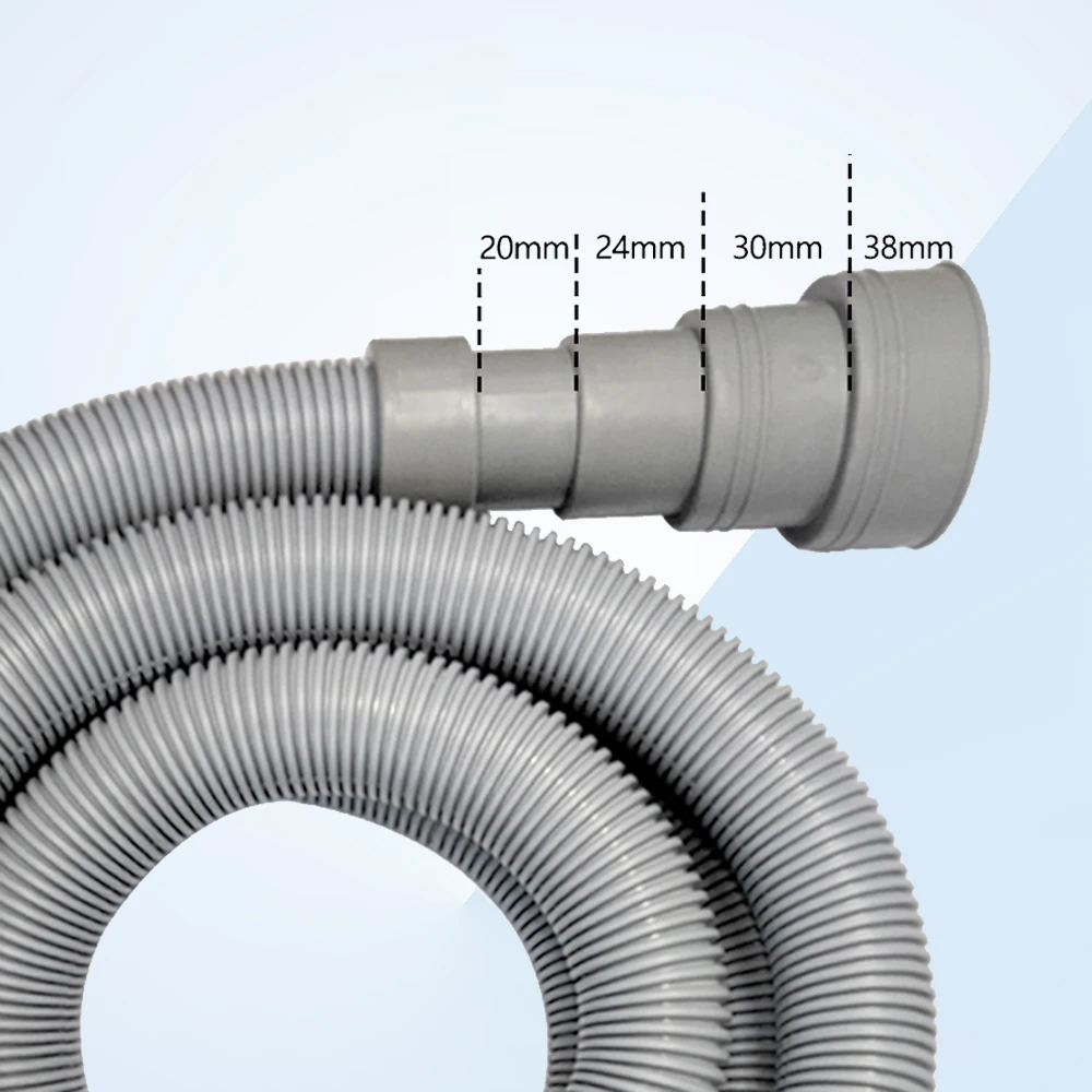 1pc Washing Machine And Dishwasher Drain Pipe Kit, Including Flexible Corrugated Pipe, Extension Adapter And Hose Clamp