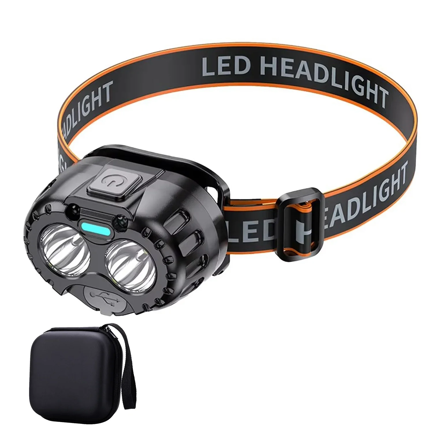 Ultra-Bright Headlamp LED Head Flashlight Rechargeable  Adjustable Light with Magnetic Head Torch Outdoor Camping Fishing