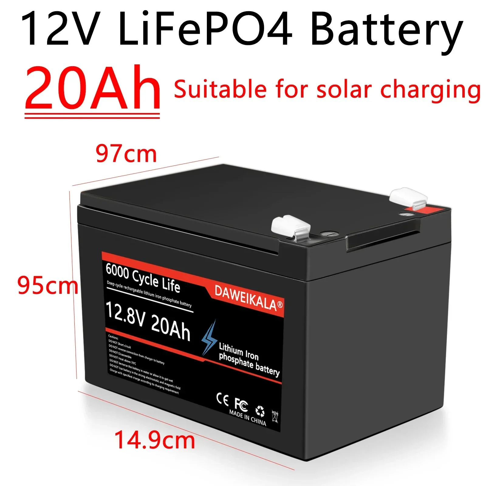 بطارية ليثيوم 12 فولت 20 أمبير LiFePO4 DeepCycle