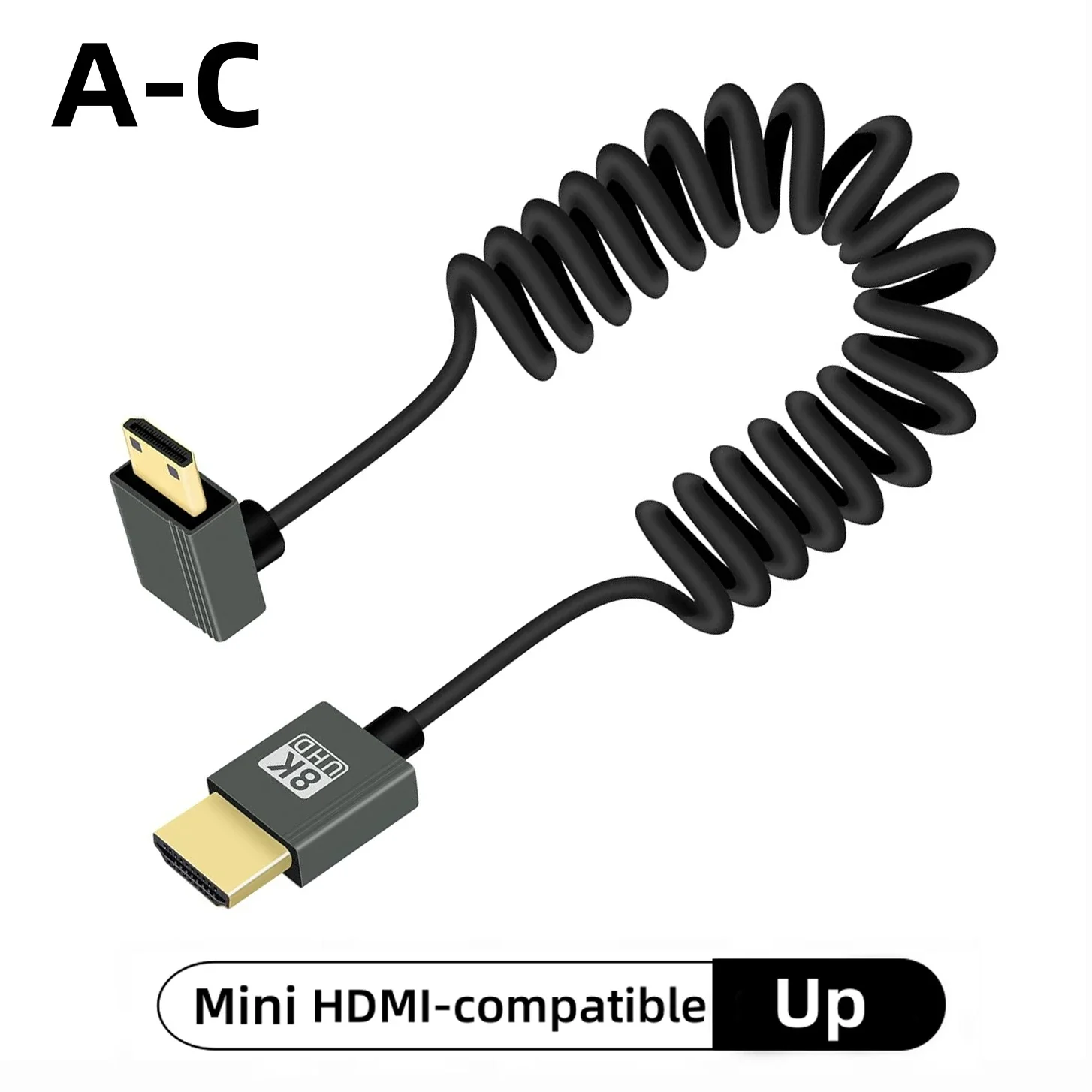 كابل HDMI بدقة 8K UHD عالي السرعة سلك ملفوف ميني ومايكرو للكاميرا والشاشات