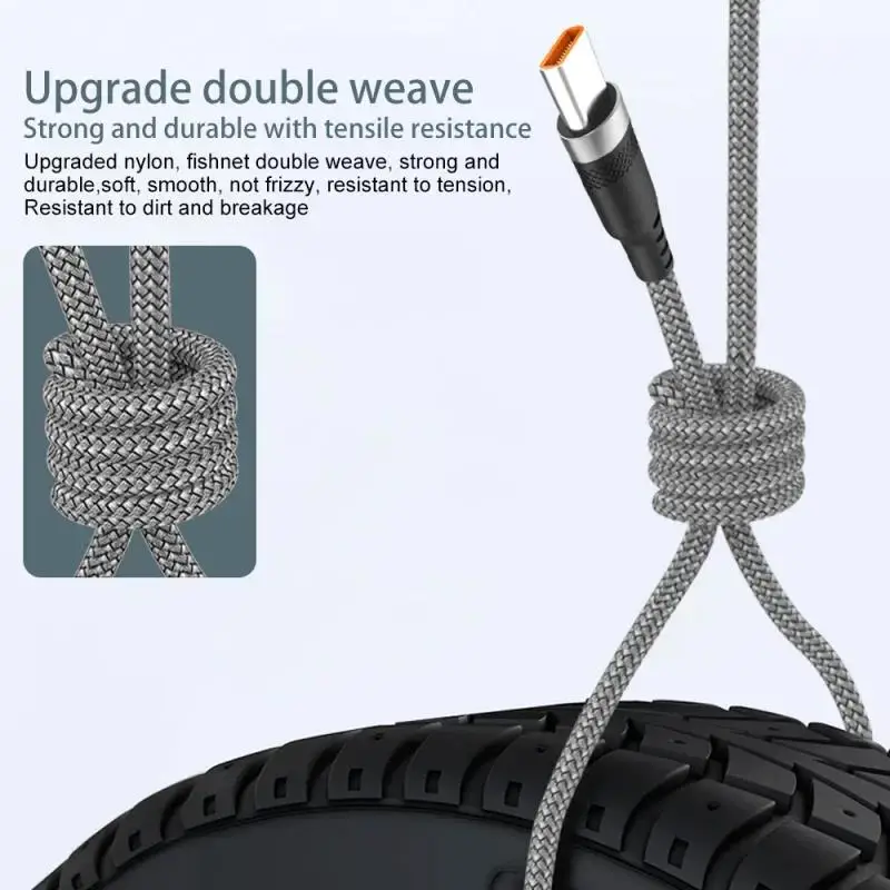 كابل USB C شحن سريع 6A نايلون 1م - 8م