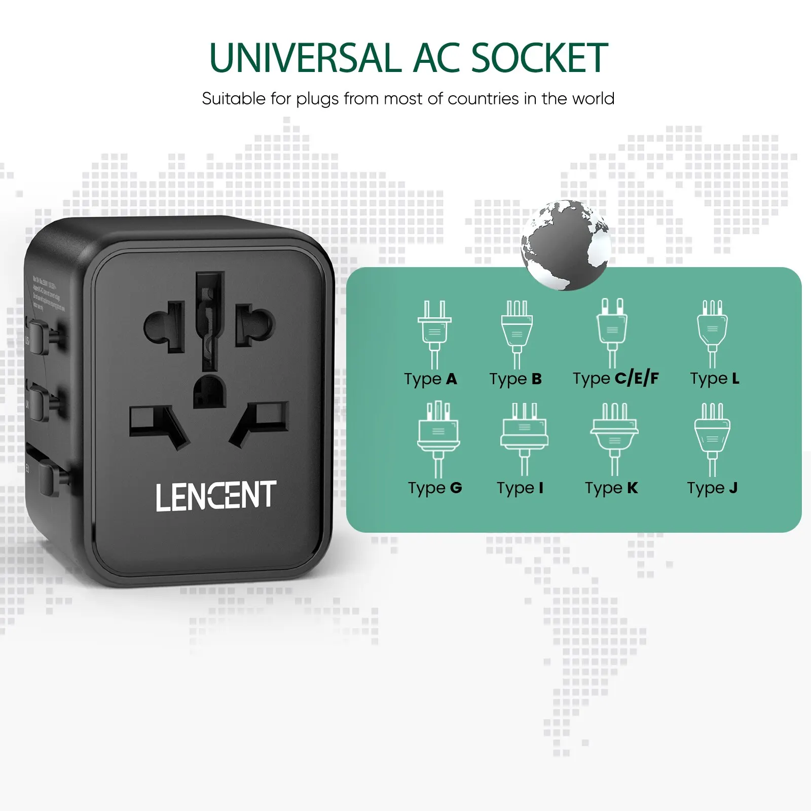 محول سفر عالمي 2 USB PLC