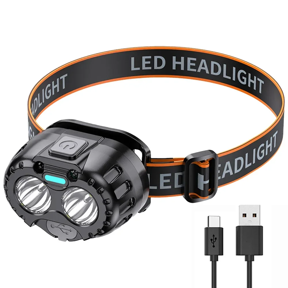 Ultra-Bright Headlamp LED Head Flashlight Rechargeable  Adjustable Light with Magnetic Head Torch Outdoor Camping Fishing