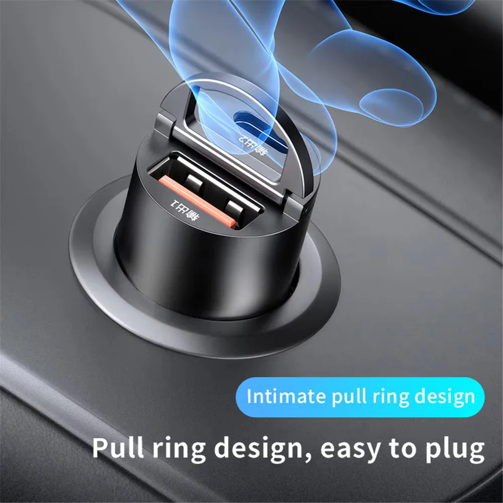 شاحن سيارة صغير شحن سريع 100 واط بمنفذ USB و Type-C PD