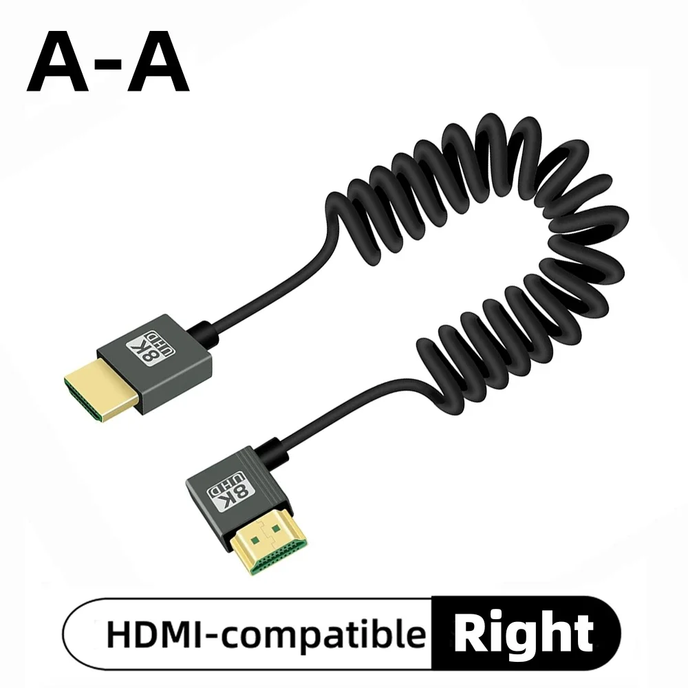 كابل HDMI بدقة 8K UHD عالي السرعة سلك ملفوف ميني ومايكرو للكاميرا والشاشات