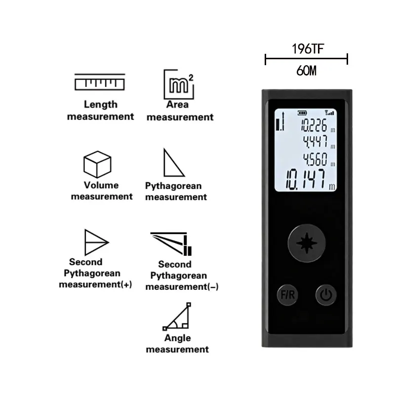 مقياس مسافات ليزر 30-60 متر شحن USB غلاف معدني