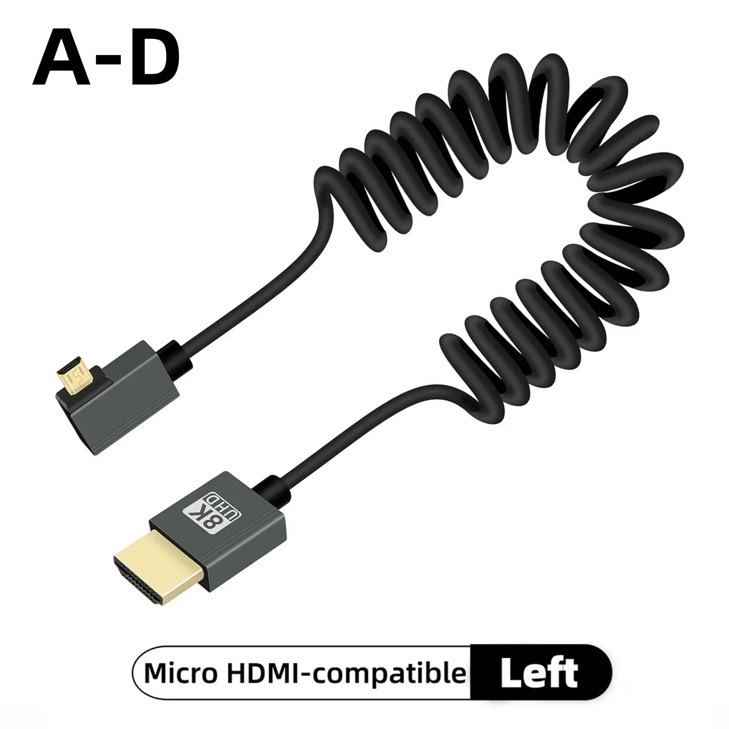 كابل HDMI بدقة 8K UHD عالي السرعة سلك ملفوف ميني ومايكرو للكاميرا والشاشات