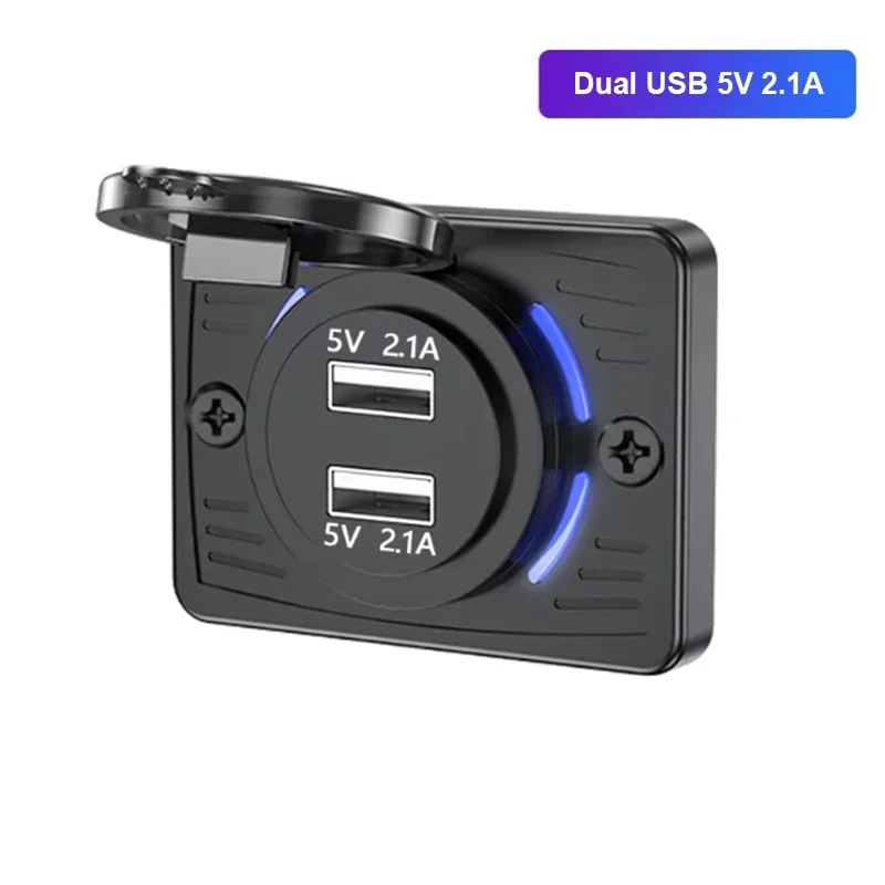 شاحن سيارة مدمج فاخر شحن سريع مزدوج QC3.0 PD مع غطاء منزلق