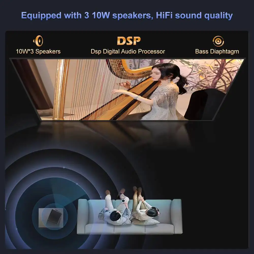 جهاز عرض Touyinger Q12W Pro Full HD 1080P 4K يدعم 2800ANSI Android المسرح المنزلي HDR WiFi Beam Video Smart TV